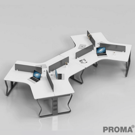 [Pre-order] โต๊ะทำงาน Proma-POD-05 สีขาว/ดำ แบบ 6 ที่นั่ง (ไม่มีตู้เอกสาร)_12